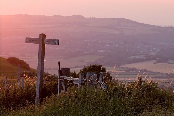 How to become a responsible walker - South Downs Way view at Sunset